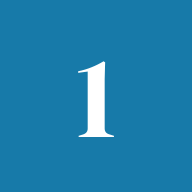 White number one on blue background