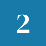 White number two on blue background