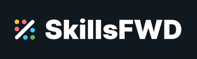 skills forward logo white on black with six colored dots around a white slash and the words SkillsFWD